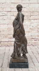 Smiling Coy Female Figure Bronze Sculpture by Aldo Vitaleh