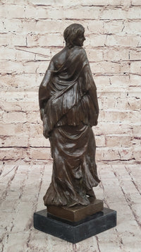 Smiling Coy Female Figure Bronze Sculpture by Aldo Vitaleh