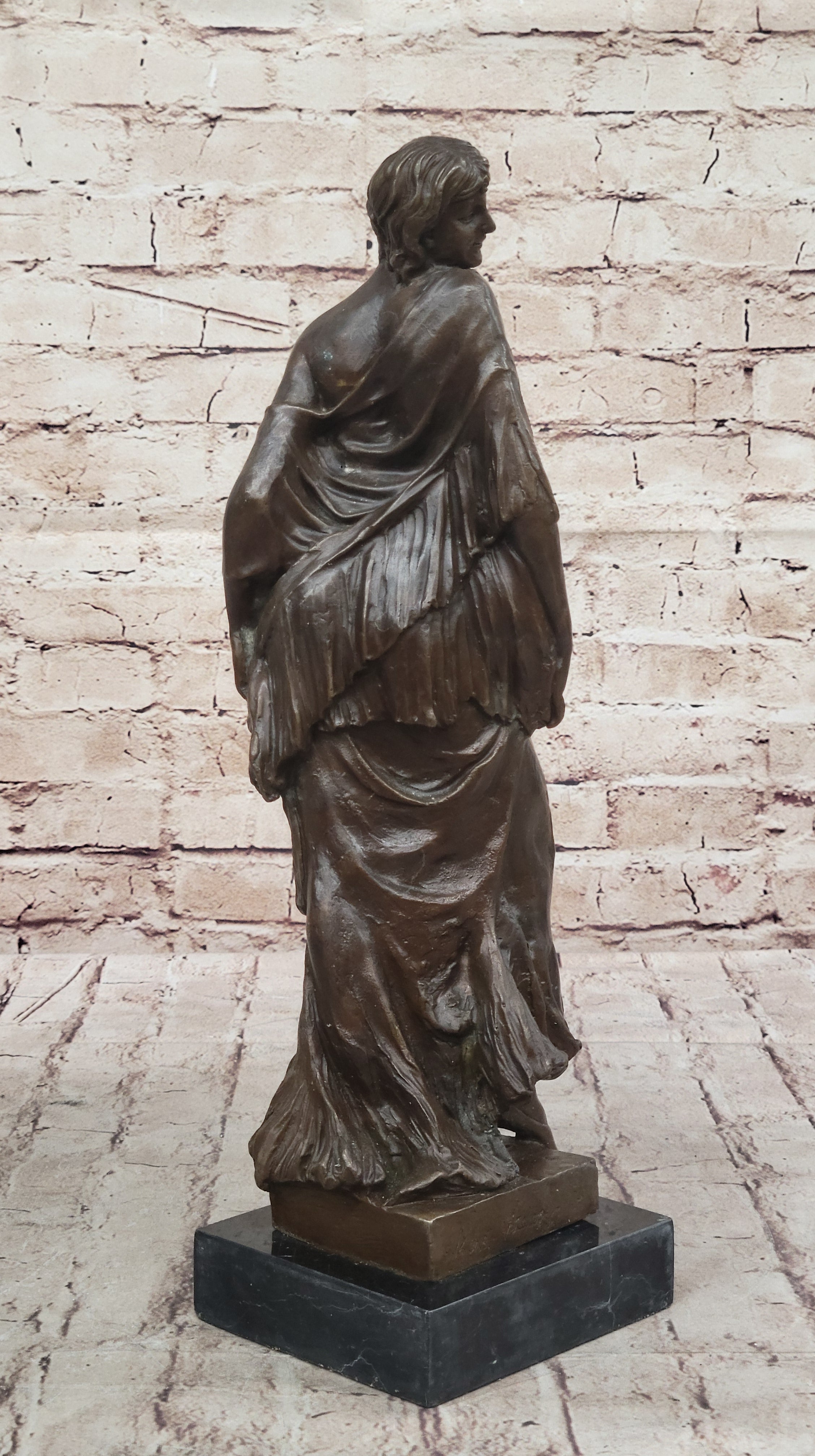 Smiling Coy Female Figure Bronze Sculpture by Aldo Vitaleh
