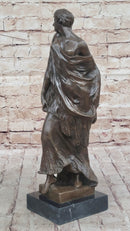 Smiling Coy Female Figure Bronze Sculpture by Aldo Vitaleh
