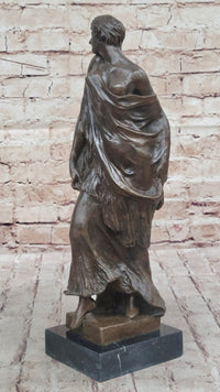 Smiling Coy Female Figure Bronze Sculpture by Aldo Vitaleh