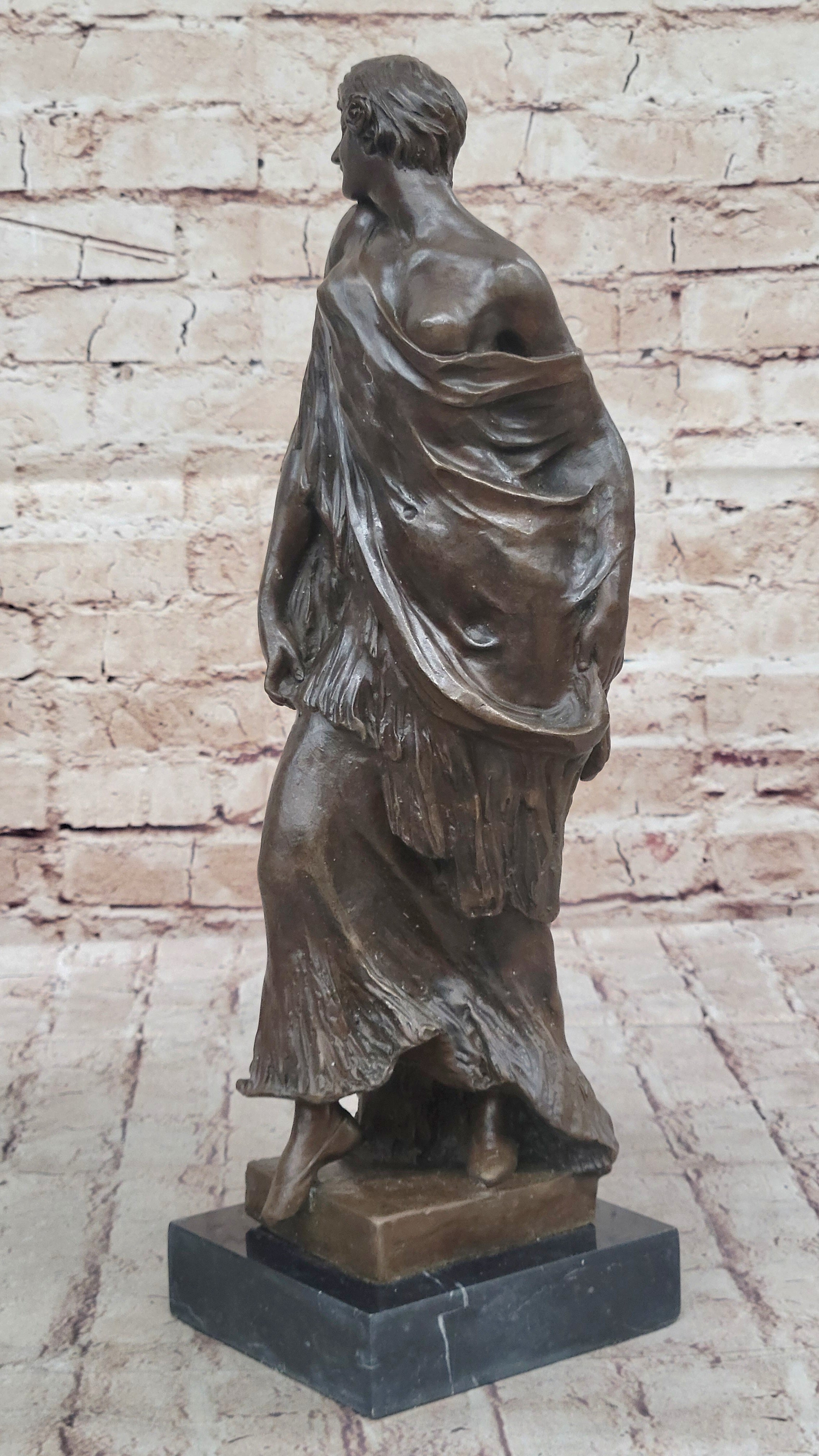 Smiling Coy Female Figure Bronze Sculpture by Aldo Vitaleh