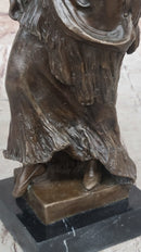 Smiling Coy Female Figure Bronze Sculpture by Aldo Vitaleh