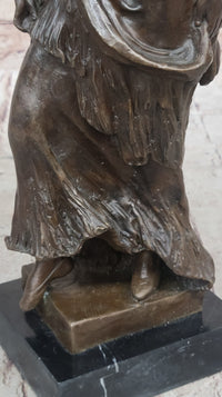 Smiling Coy Female Figure Bronze Sculpture by Aldo Vitaleh