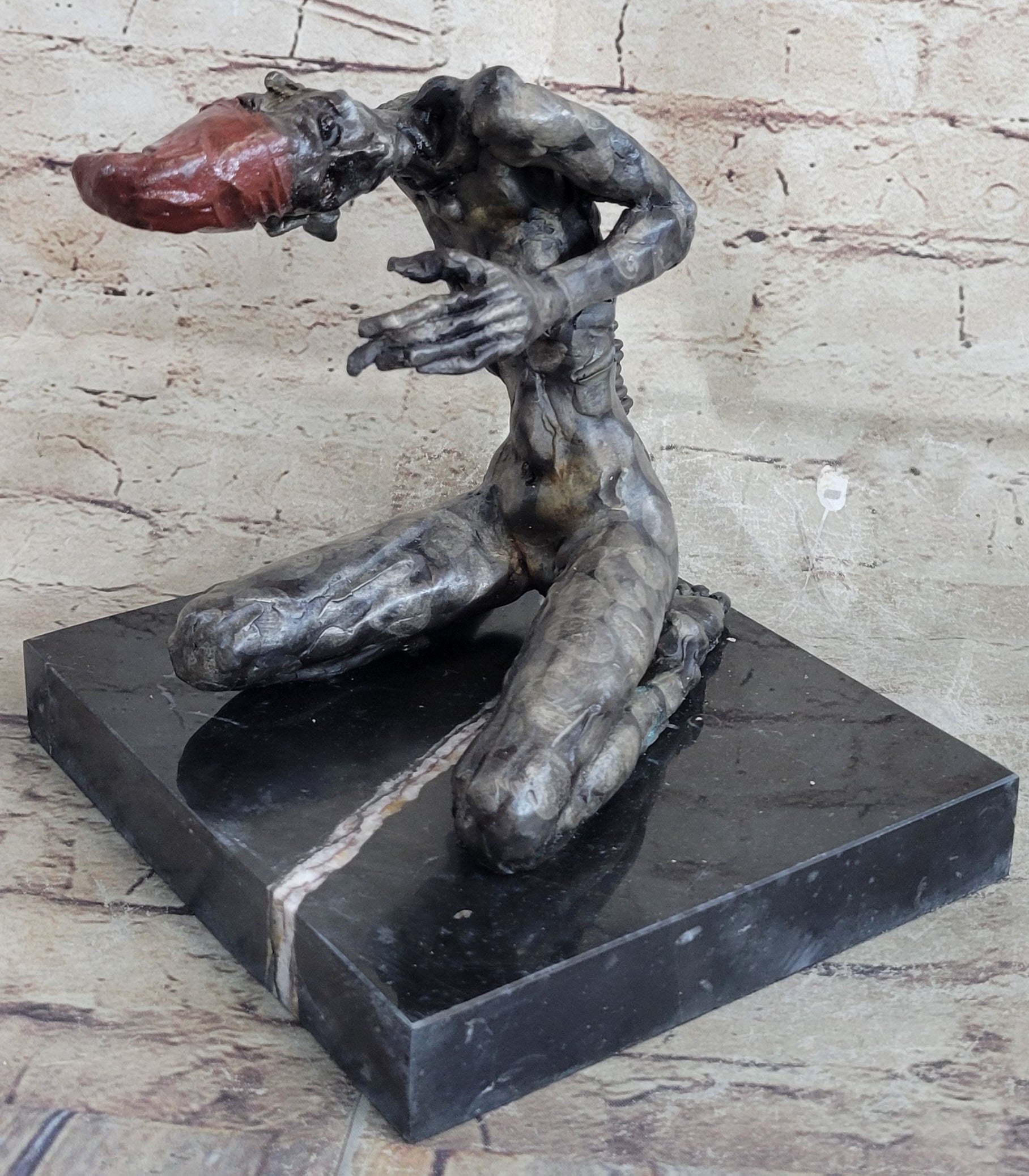 Grotesque Evil Monster Zombie Nude Figure Bronze Sculpture Art