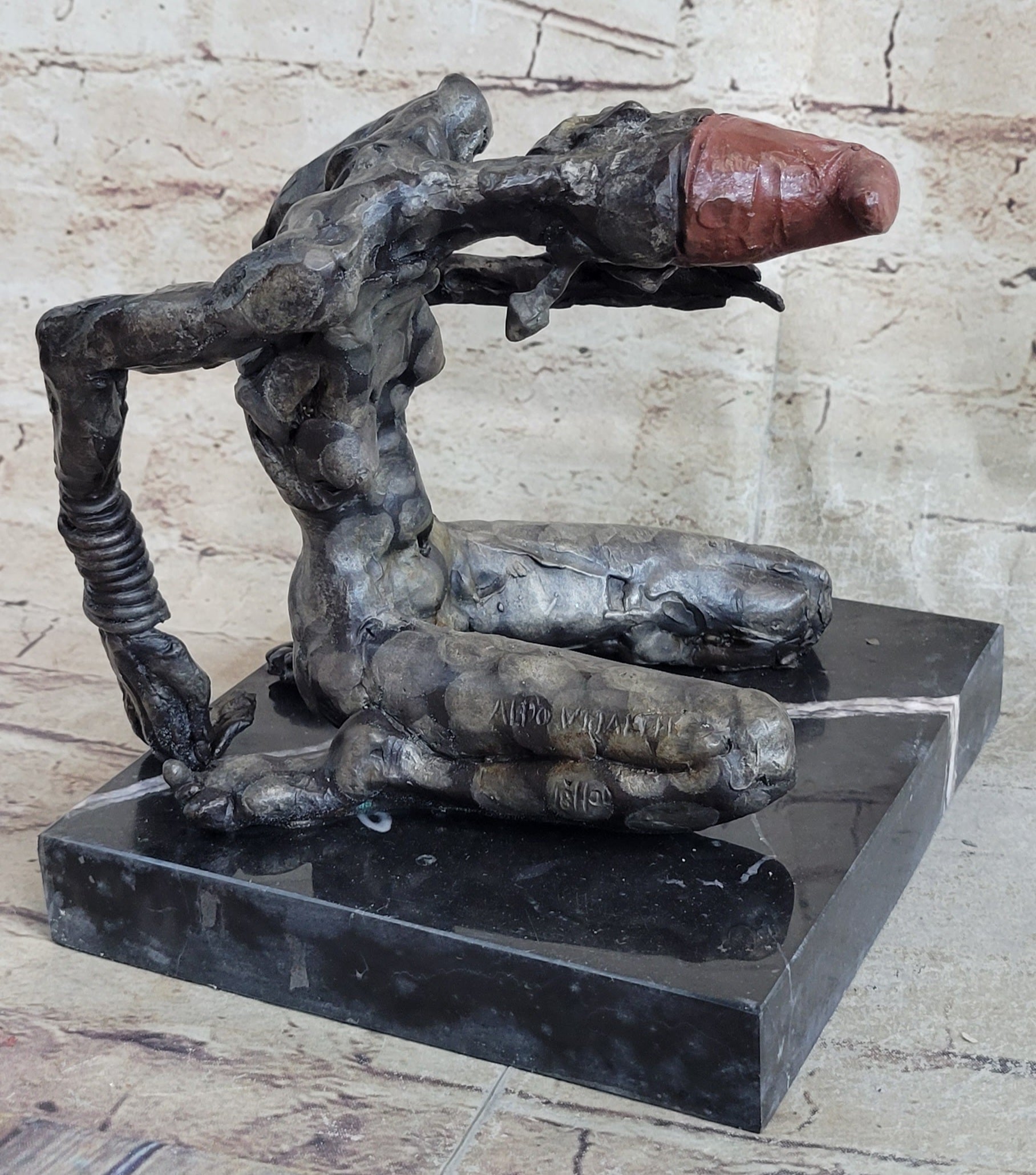 Grotesque Evil Monster Zombie Nude Figure Bronze Sculpture Art