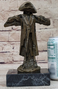 Pirate Skeleton Tied to Post Bronze Metal Sculpture on Marble Base