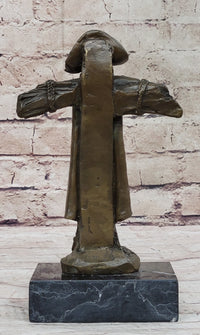 Pirate Skeleton Tied to Post Bronze Metal Sculpture on Marble Base