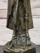 Pirate Skeleton Tied to Post Bronze Metal Sculpture on Marble Base