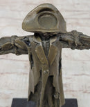 Pirate Skeleton Tied to Post Bronze Metal Sculpture on Marble Base