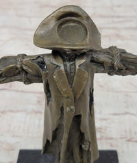 Pirate Skeleton Tied to Post Bronze Metal Sculpture on Marble Base