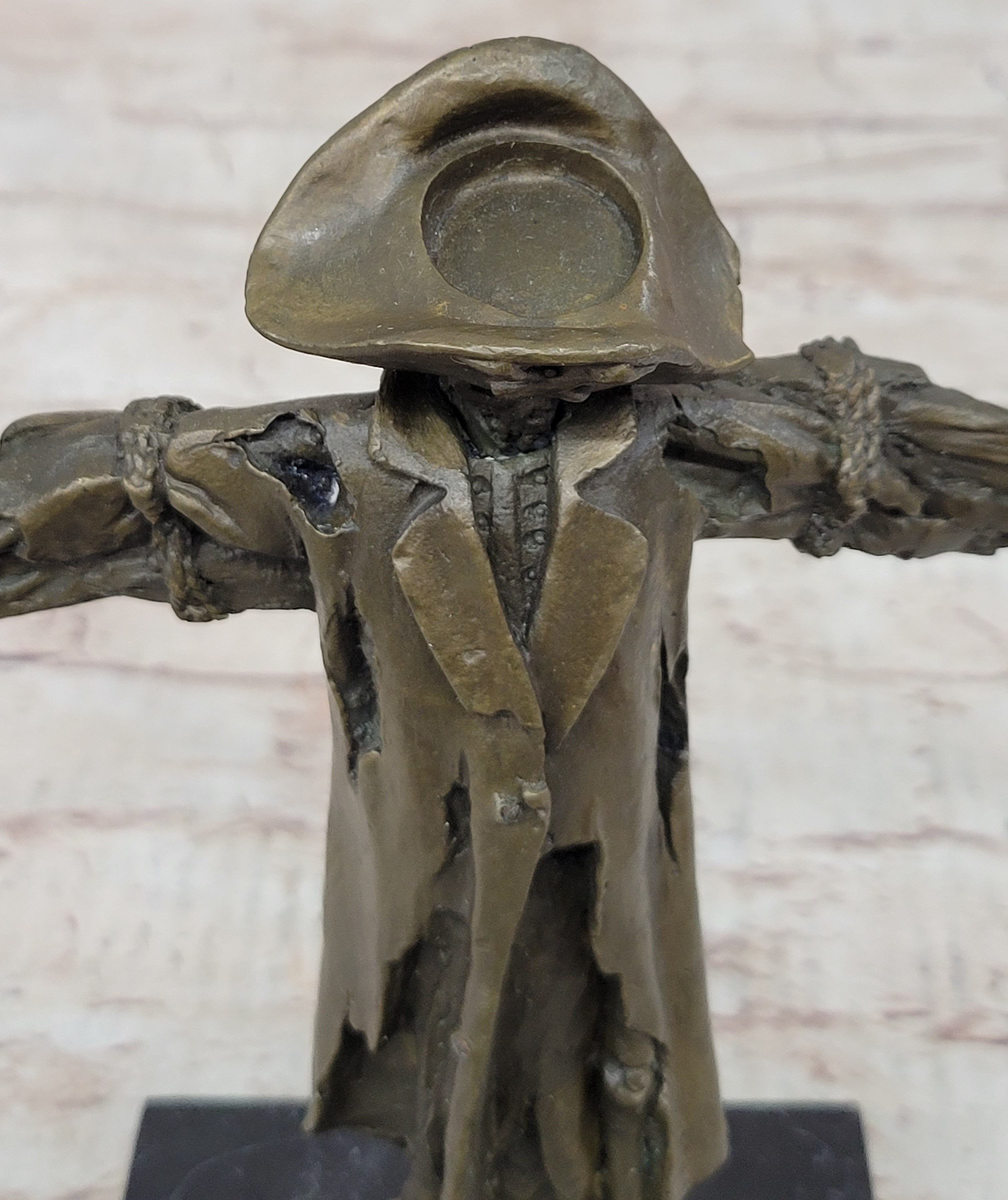 Pirate Skeleton Tied to Post Bronze Metal Sculpture on Marble Base