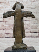 Pirate Skeleton Tied to Post Bronze Metal Sculpture on Marble Base