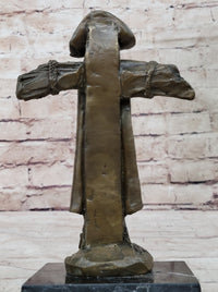 Pirate Skeleton Tied to Post Bronze Metal Sculpture on Marble Base