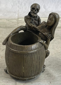 Skeleton Embracing Nude Nymph Pen Holder Key Storage Bronze Sculpture Statue Art