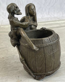Skeleton Embracing Nude Nymph Pen Holder Key Storage Bronze Sculpture Statue Art