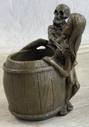Skeleton Embracing Nude Nymph Pen Holder Key Storage Bronze Sculpture Statue Art
