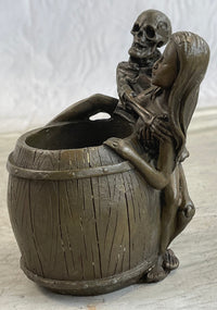 Skeleton Embracing Nude Nymph Pen Holder Key Storage Bronze Sculpture Statue Art