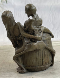 Skeleton Embracing Nude Nymph Pen Holder Key Storage Bronze Sculpture Statue Art