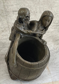 Skeleton Embracing Nude Nymph Pen Holder Key Storage Bronze Sculpture Statue Art