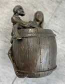 Skeleton Embracing Nude Nymph Pen Holder Key Storage Bronze Sculpture Statue Art