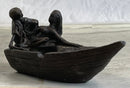 Nude Female Figure & Skeleton Bronze Ashtray Sculpture Art
