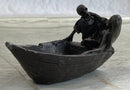 Nude Female Figure & Skeleton Bronze Ashtray Sculpture Art
