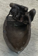 Nude Female Figure & Skeleton Bronze Ashtray Sculpture Art