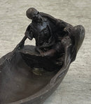 Nude Female Figure & Skeleton Bronze Ashtray Sculpture Art