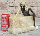 Art Deco Flapper Girl Bronze Sculpture Marble Base