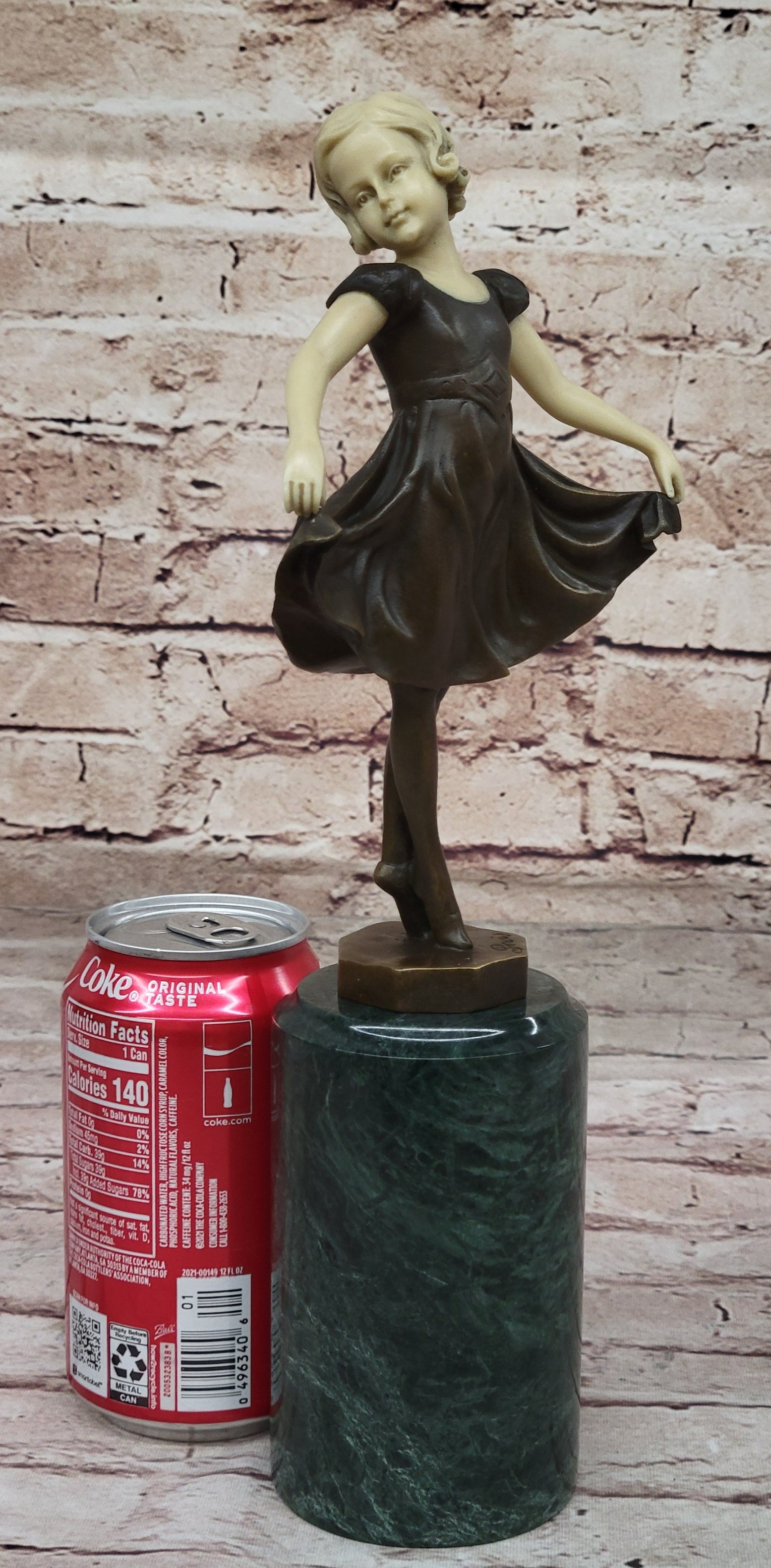 Little Girl Dancer Curtsy - Bronze Sculpture w/ Resin Arms & Head