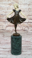 Little Girl Dancer Curtsy - Bronze Sculpture w/ Resin Arms & Head