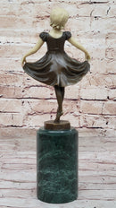 Little Girl Dancer Curtsy - Bronze Sculpture w/ Resin Arms & Head