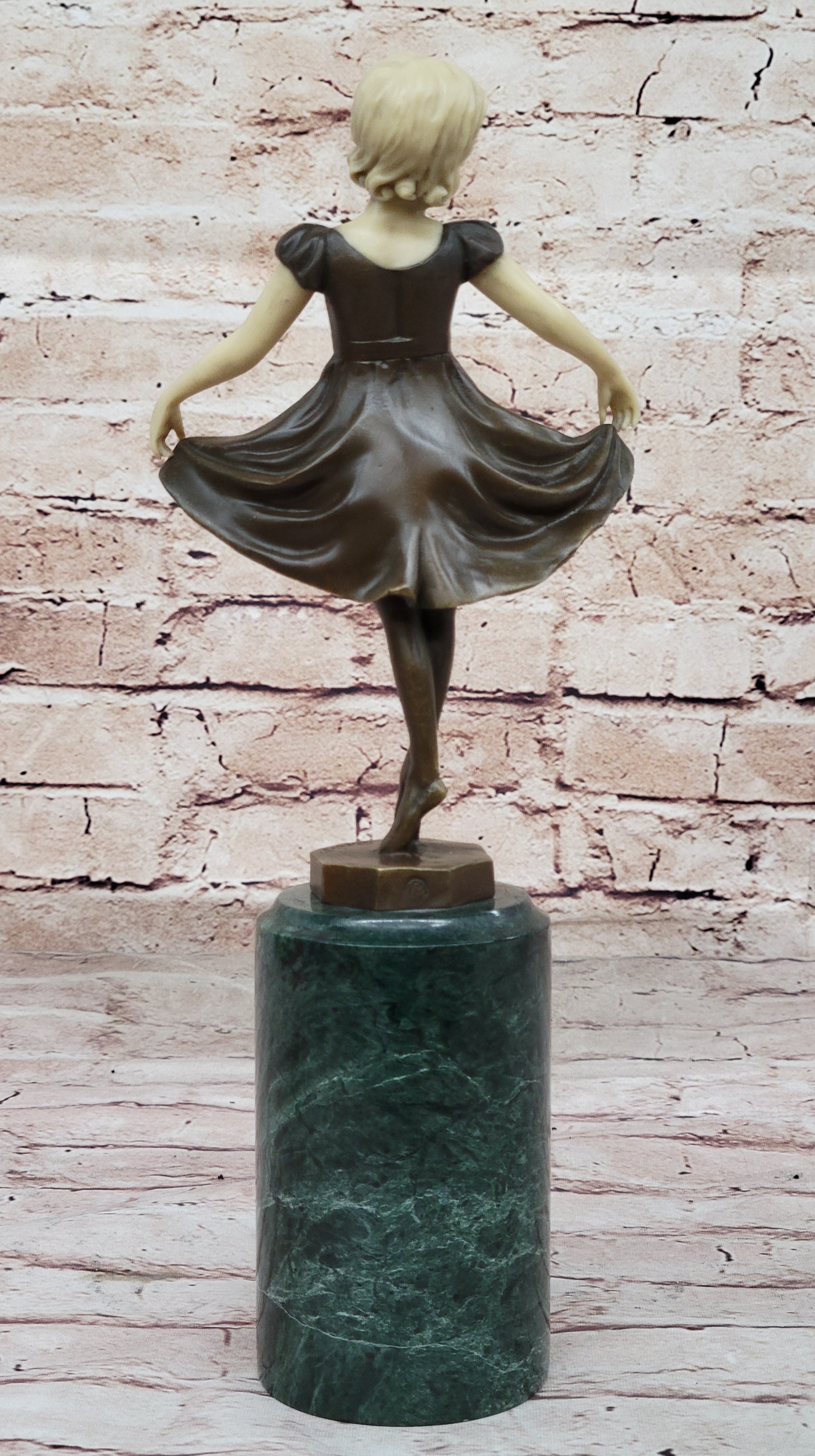 Little Girl Dancer Curtsy - Bronze Sculpture w/ Resin Arms & Head