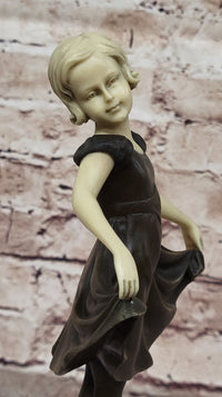 Little Girl Dancer Curtsy - Bronze Sculpture w/ Resin Arms & Head