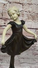 Little Girl Dancer Curtsy - Bronze Sculpture w/ Resin Arms & Head