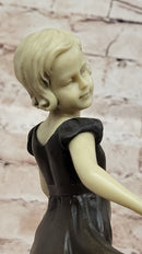 Little Girl Dancer Curtsy - Bronze Sculpture w/ Resin Arms & Head