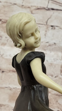 Little Girl Dancer Curtsy - Bronze Sculpture w/ Resin Arms & Head