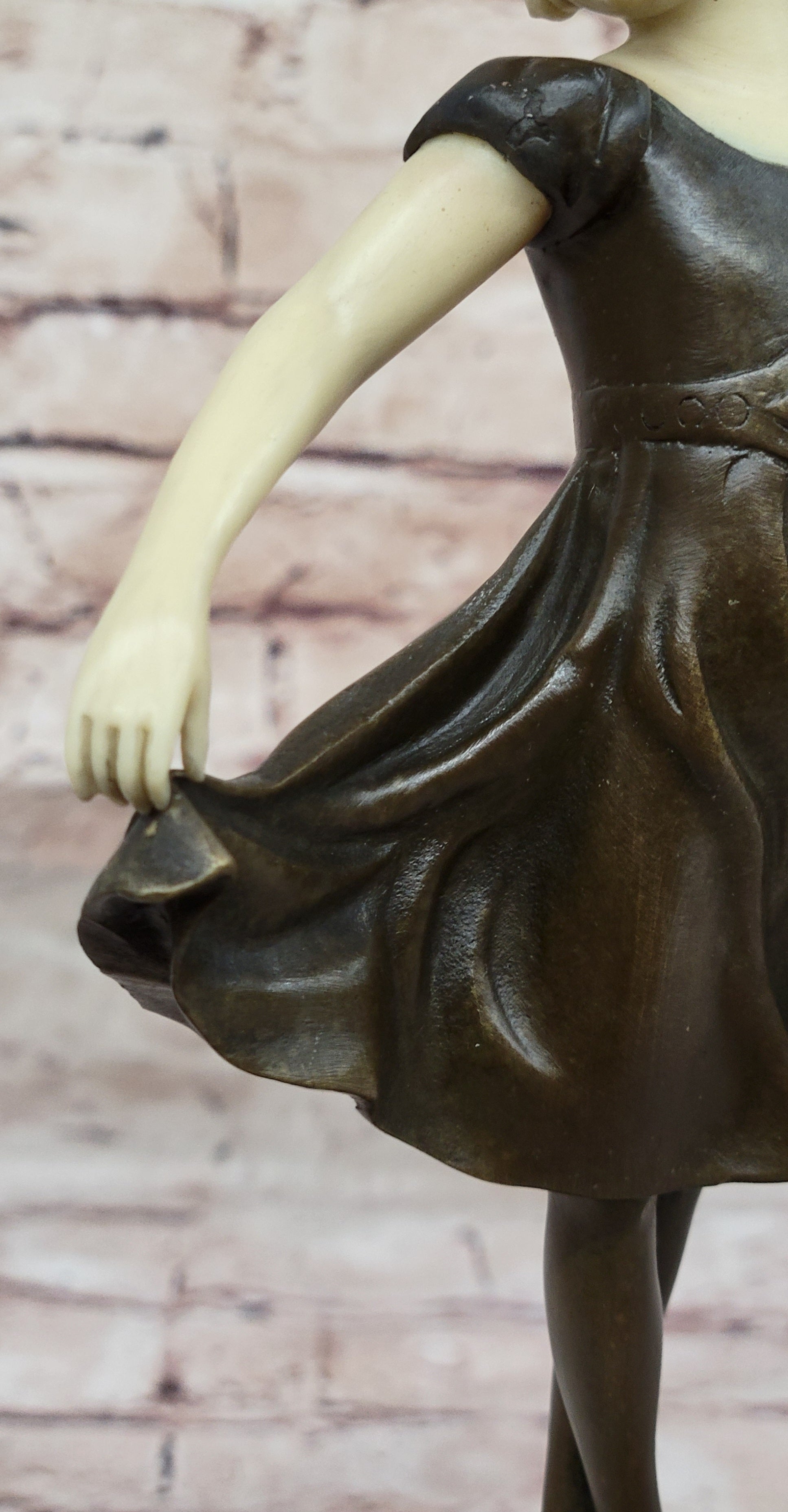 Little Girl Dancer Curtsy - Bronze Sculpture w/ Resin Arms & Head
