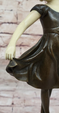 Little Girl Dancer Curtsy - Bronze Sculpture w/ Resin Arms & Head
