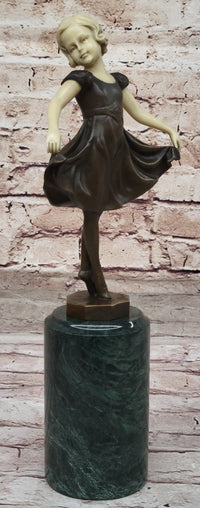 Little Girl Dancer Curtsy - Bronze Sculpture w/ Resin Arms & Head
