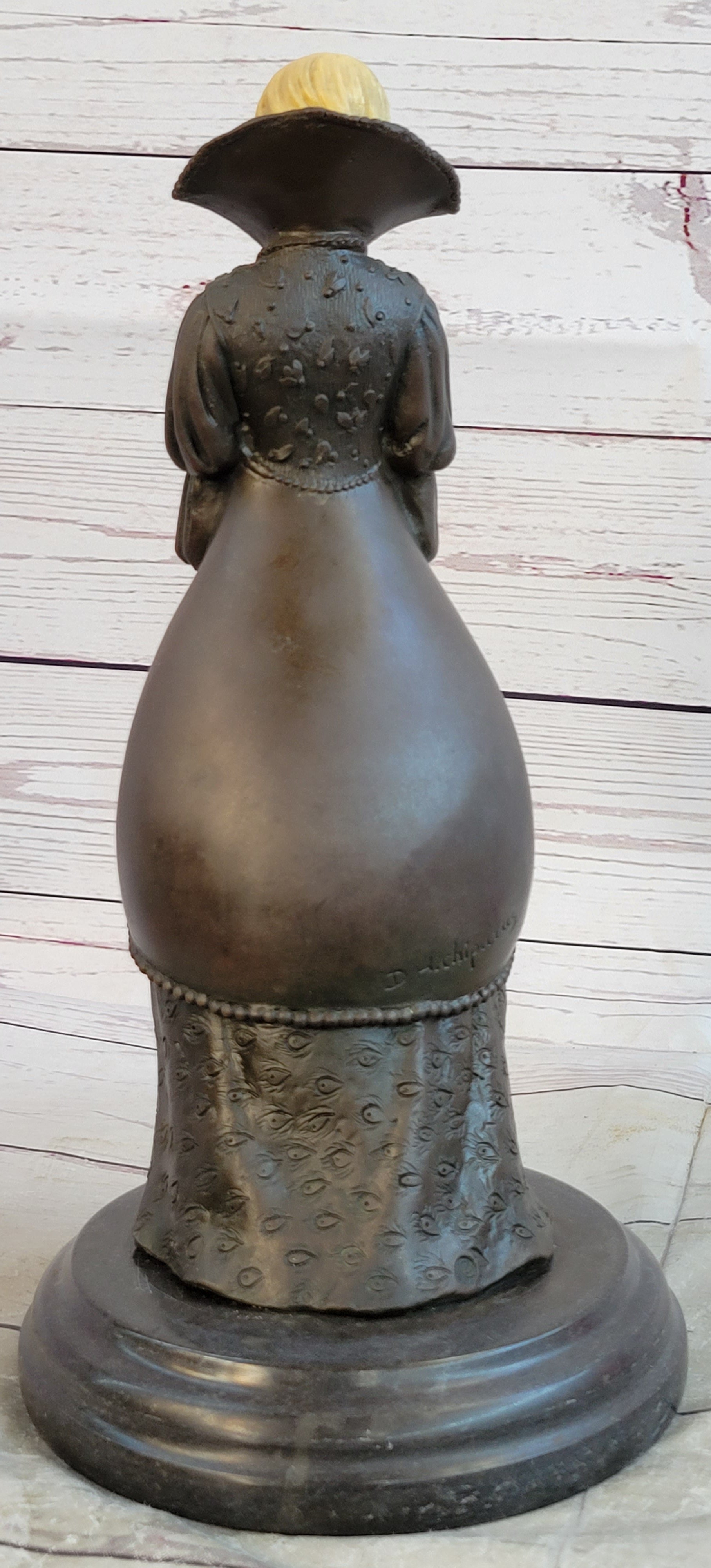 Victorian Woman Holding Book Bronze Sculpture on Marble Base