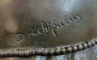 Victorian Woman Holding Book Bronze Sculpture on Marble Base