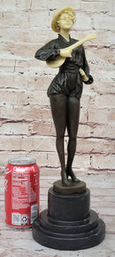 Hot Cast Bronze Mandolin Guitar Player Sculpture w/ Resin Highlights