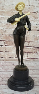 Hot Cast Bronze Mandolin Guitar Player Sculpture w/ Resin Highlights