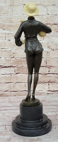Hot Cast Bronze Mandolin Guitar Player Sculpture w/ Resin Highlights