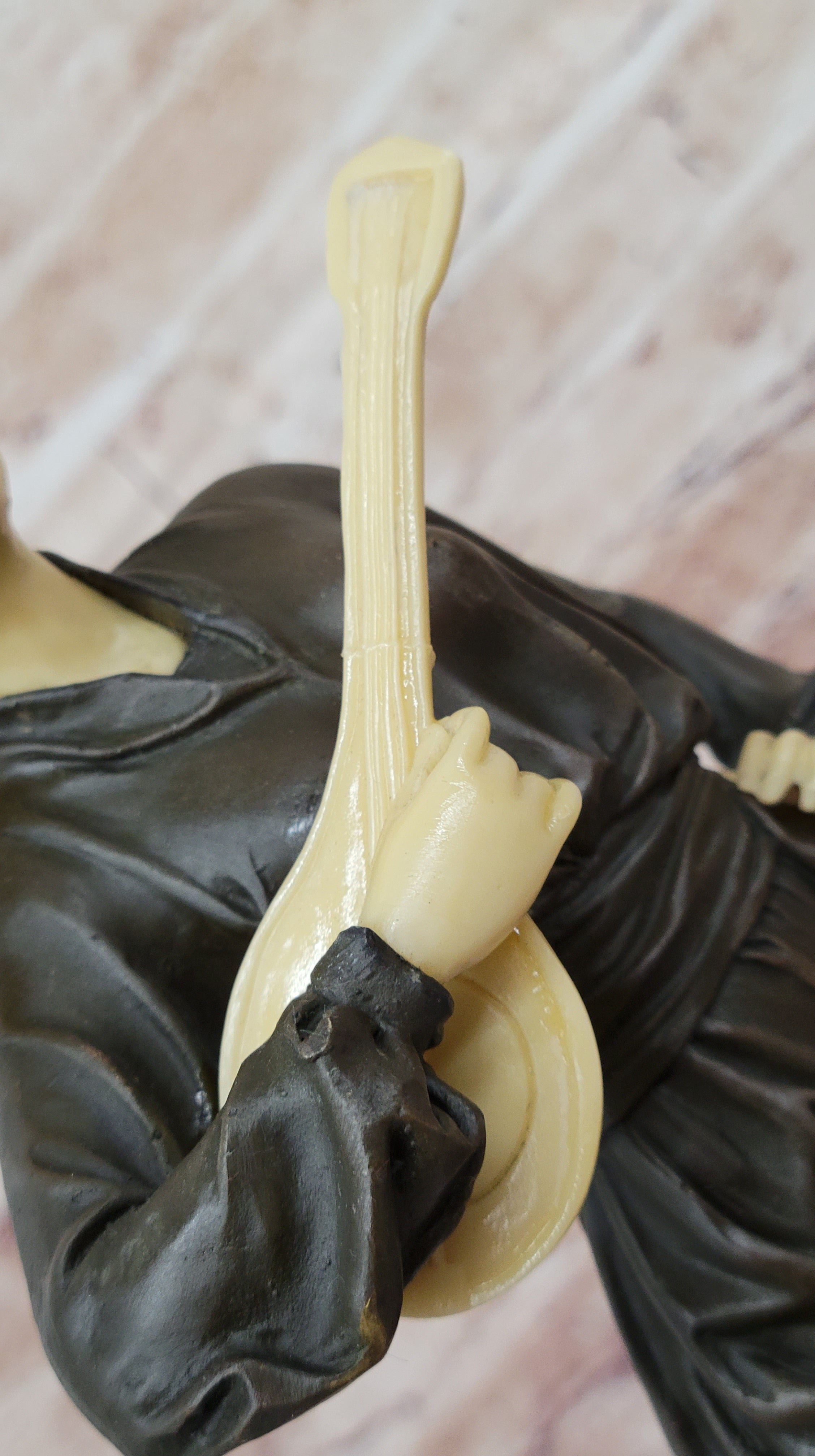 Hot Cast Bronze Mandolin Guitar Player Sculpture w/ Resin Highlights