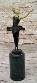 Bronze & Resin Sculpture of Young Ballerina on Marble Base
