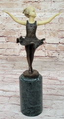 Bronze & Resin Sculpture of Young Ballerina on Marble Base
