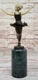 Bronze & Resin Sculpture of Young Ballerina on Marble Base